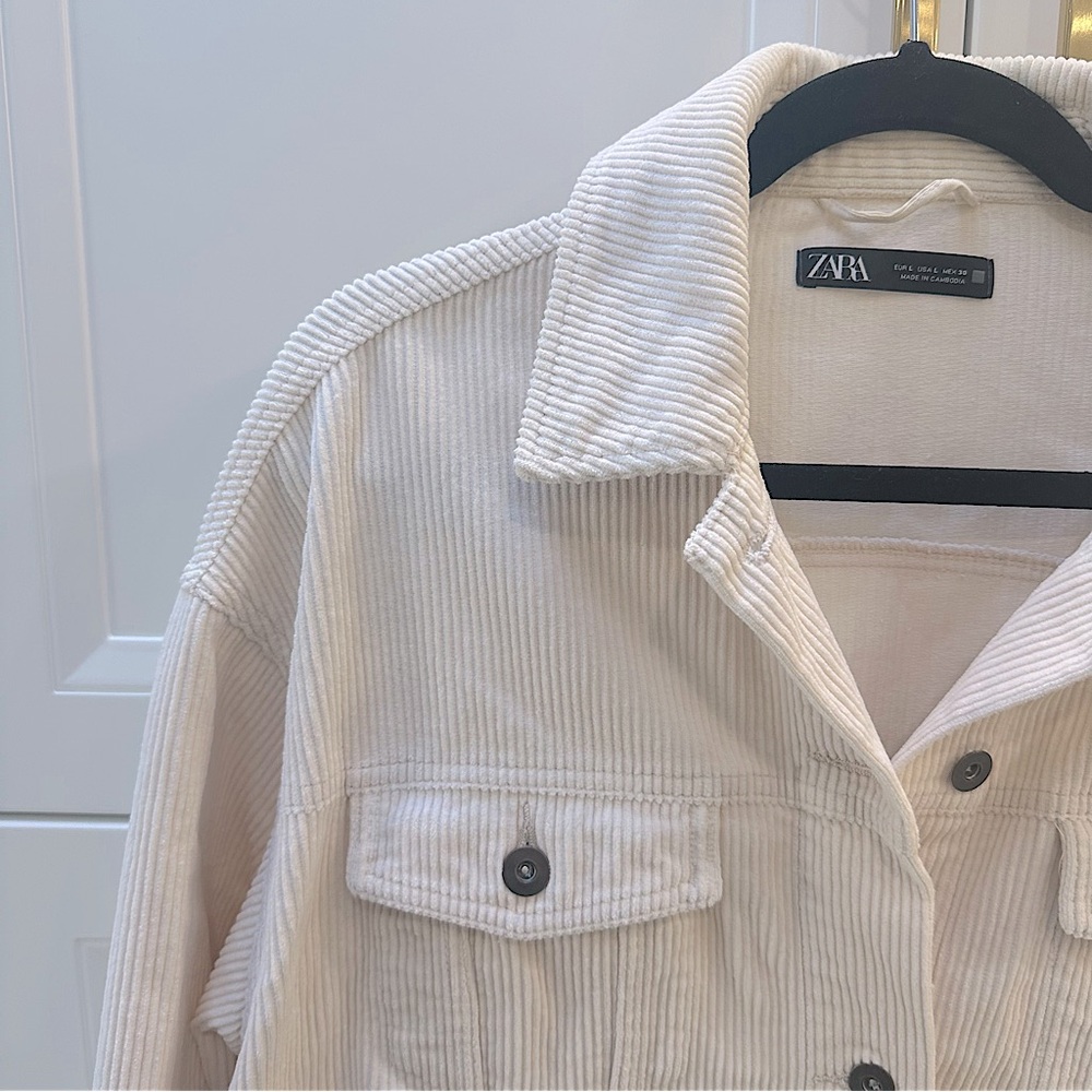 ZARA Cream Corduroy-Style Layer Button Up Jacket - Picture 4 of 6